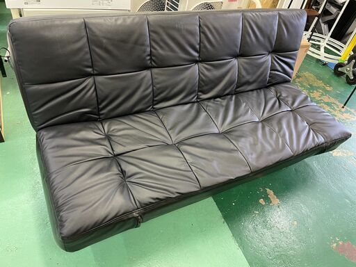 ★ニトリ★ ソファベッド 3P ブラック レザー 調節可 3人掛け 合成皮革 インテリア 家具 空間 福島 郡山市 a