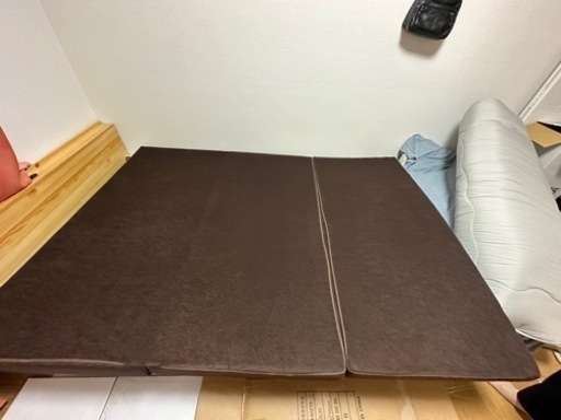 タンスのゲン マットレス ダブル 高反発 高密度30D 硬さ210N 厚さ10cm 三つ折り 洗える カバー付き 高反発マットレス 折りたたみ パイル ブラウン
