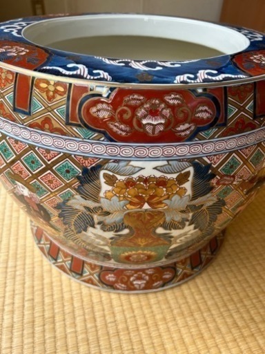 【緒方松右衛門作】超特大色絵鉢オランダ柄