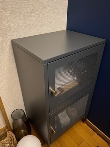 【直接手渡し】bcl スチールキャビネット　2ドア　グレー