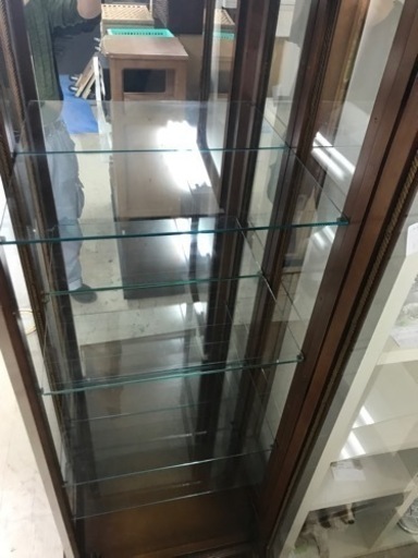 ☆値下げ☆ A2306-149 5段収納キャビネット　三面ガラス　引き出し付き　汚れ　キズあり