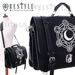 【即日・手渡し可】【新品未開封】RESTYLE リスタイル / MOON MESSENGER バッグ　魔法陣 3wayリュック バッグ バックパック ショルダー ゴシックブランド Restyle(リスタイル ロリータ ファッション ゴスロリ 原宿系 ロリィタ スチームパンク レディース ビジュアル系) ユニセックス ライブ 仮装 衣装 コスプレ イベント ゴシックサッチェル 錬金術マーク 魔方陣 刺繍の画像