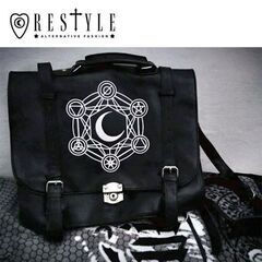 【即日・手渡し可】【新品未開封】RESTYLE リスタイル / MOON MESSENGER バッグ　魔法陣 3wayリュック バッグ バックパック ショルダー ゴシックブランド Restyle(リスタイル ロリータ ファッション ゴスロリ 原宿系 ロリィタ スチームパンク レディース ビジュアル系) ユニセックス ライブ 仮装 衣装 コスプレ イベント ゴシックサッチェル 錬金術マーク 魔方陣 刺繍の画像