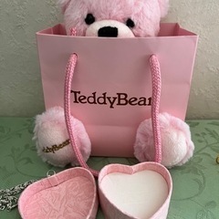 お値下げ☆テディベア 紙袋入り ピンク ハートのケース付き