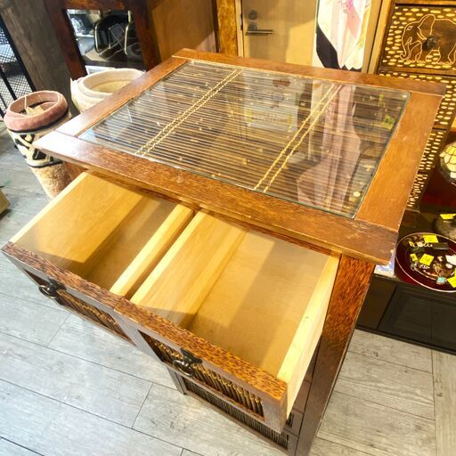 バリ アジアン家具 バンブー(竹) 5段チェスト キャビネット 収納棚