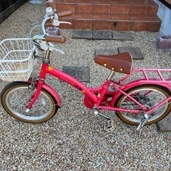 子供用自転車　16インチ　スタンド　補助輪付き　女の子用　赤色