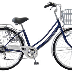 お話し中→新品同様☆パンクしない自転車　27型　6段変速　LEDオートライト　黒　CHACLE　エアレスタイヤ　BAA装備　ディンプル式後輪錠の画像