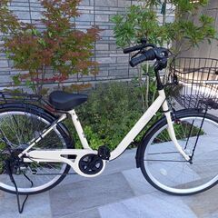 ☆新品同様☆パンクしない自転車　26型　CHACLE　クリーム白...
