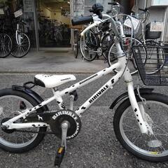 中古子供自転車２５６２　前後タイヤ新品！　１６インチ　ギヤなし　 身長１０２㎝前後　アルミフレーム　＊補助輪に変更可・無料（購入時のみ