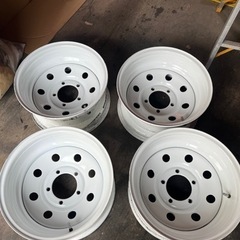 【完売】てっちんスチールホイール 16インチ8J -40 5H 5穴 PCD139.7 CB110 ジムニー 三菱ジープ ダッジ 深リム ホイール ホワイト 4本の画像