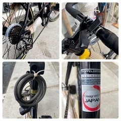 最終値下げ‼️【未使用品‼️】ドッペルギャンガー 20インチ折りたたみ自転車 シマノ製7段変速ギア ドロップハンドル イエロー♪