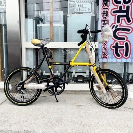 新品　イエロー　20インチ 折りたたみ 自転車 シマノ 6段変速 鍵 カゴ 新品 イエロー 20インチ 折りたたみ 自転車 シマノ 6段変速 鍵 カゴ