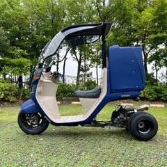 整備カスタム完成！2st後期型ジャイロキャノピー 側車軽二輪　ミニカーok マロッシ　ジーンズブルーオールペン　20ロンホイの画像