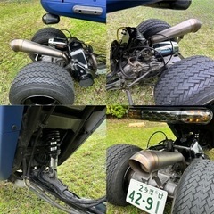 整備カスタム完成！2st後期型ジャイロキャノピー 側車軽二輪　ミニカーok マロッシ　ジーンズブルーオールペン　20ロンホイの画像