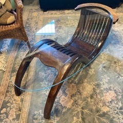 【値下げしました??】北海道　帯広　ガラス　テーブル　オシャレ　木製　ジャービス　センターテーブル　ローテーブル　