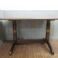 ss5125　キツツキマーク　ダイニングテーブル　150×90　こげ茶　飛騨産業　食卓　木製　長角　長方形　ダークブラウン　大きめ　リビング　テーブル　重厚感　ビンテージの画像