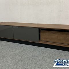 テレビボード クオーレ 幅180cm ウォールナット ダークグレー 木製 高級感 ブラウン 収納 インテリア 中古家具 店頭引取歓迎 R7254)