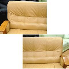 浜本工芸 本革 3人掛けソファ 幅174×奥行90×高さ