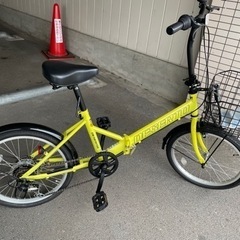 ★ほぼ新車！折り畳み自転車6段変速　ミニベロ　デセルト2 イエロー　防犯登録ok