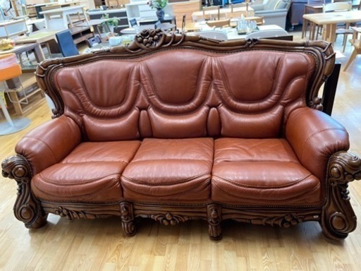 値下げしました。N439★高級ロココ調西洋3Pソファ★3Pソファ★幅2020ｍｍ