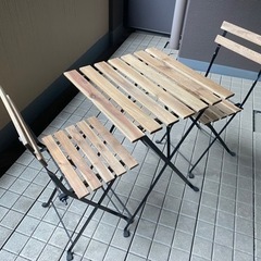 【お届け可】 IKEA 折り畳みテーブル&チェア2脚の画像