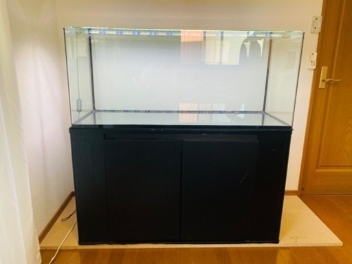 W1200×D450×H500 曲げガラス水槽/キャビネット/照明 3点セット 【引き取りorお届け】