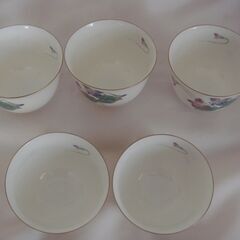 無料で差し上げます。庫山窯　前畑陶器　花　煎茶揃　湯呑　5客セットの画像