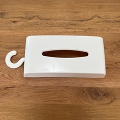 ティッシュケース　フック付きホワイトの画像