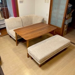 【美品‼️】コスパクリエーション 120cm幅ダイニングこたつセット 4~5人掛けテーブル ソファ