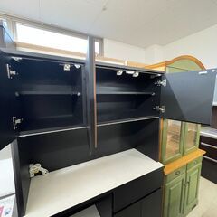 ジモティ来店特価!!　食器棚　土井インテリア　ブラック×ホワイト　J-0619