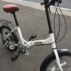 白色 6段変速 折りたたみ中古自転車 整備済