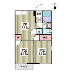 💙💙《2DK》日当たり良好！ファミリーにおすすめ！追い炊き機能付...