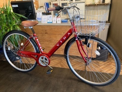 【前後タイヤ・前輪チューブ新品！】6段変速　27インチ自転車　レッド