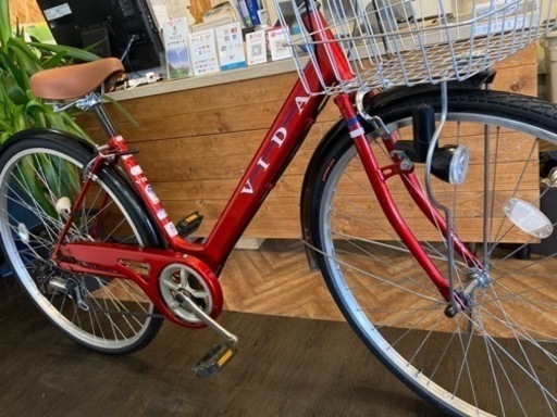 【前後タイヤ・前輪チューブ新品！】6段変速　27インチ自転車　レッド