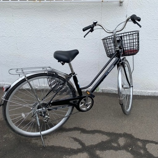 6/8 終 27㌅ 自転車 ギア有 6段変速 シティーサイクル 黒 菊HG