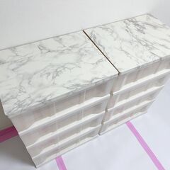 【無料・譲ります】４段チェスト クリア アイリスオーヤマ (リメイク品) 3セットの画像