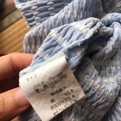 ボーダー水色トップス　半袖の画像
