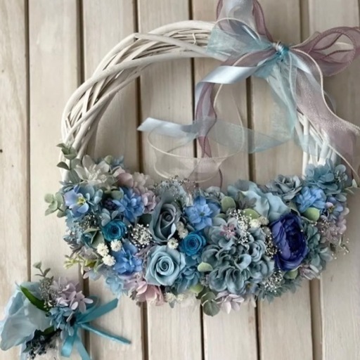 リースブーケ、ブートニア、ヘッドパーツの3点セット