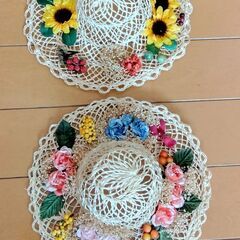 麦わら帽子 飾り 2つセットの画像