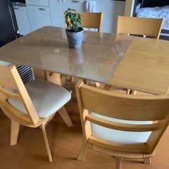 伸縮ダイニングテーブル&回転イス4脚