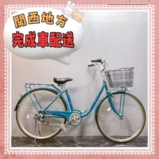 【2】一般車 ママチャリ Valleriano グリーン系 27インチ 変速付き オートライト ★整備済み