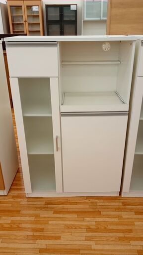 ★ジモティ割あり★  レンジ台 ホワイト H118.5×D39.5×W75 クリーニング済み YJ188