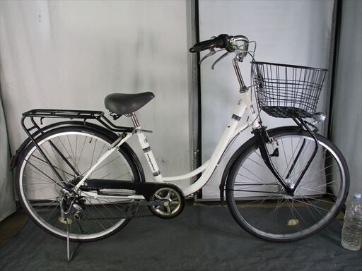 C835★限定特価★ 中古自転車 【アサヒ　26インチ　ママチャリ　白　6段　LEDオートライト 】