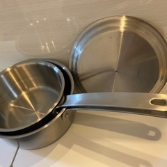【売却済】無印良品　ステンレスアルミ鍋　3点セット