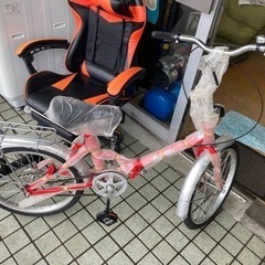 【未使用品】折りたたみ自転車(赤)　リサイクルショップ宮崎屋　佐...