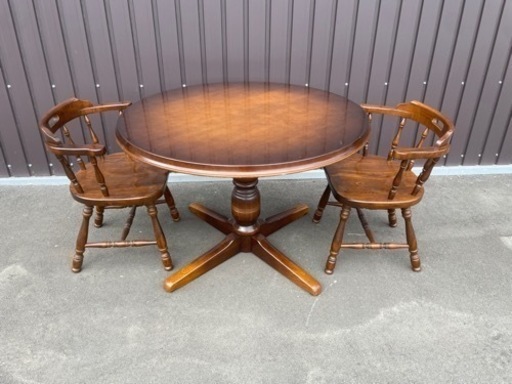 【キツツキマーク】ダイニングテーブルセット 2人掛け 椅子付 良品 リビングテーブル