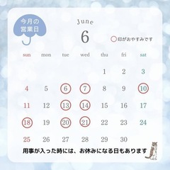 6月営業日ご案内☂️