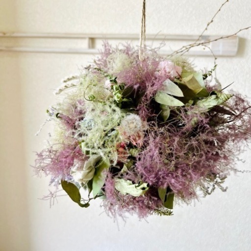 鳥の巣風　スモークツリー　フライングリース　置き型リース