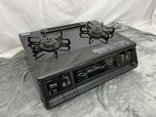 パロマ ガスコンロ プロパンガス用 エブリシェフシリーズ PA-370WA左強火力 ブラックプラチナガスコンロ LP 18年製 グリル付き ガステーブル  No.2220