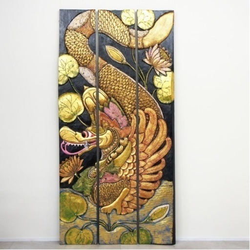 超特大龍のレリーフ ドラゴン 浮き彫 壁掛け 絵 アジアン雑貨 バリ